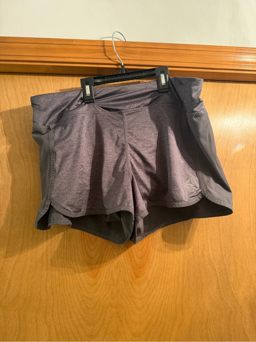 Reebok Women's Heather Charcoal Layered Athletic Shorts
